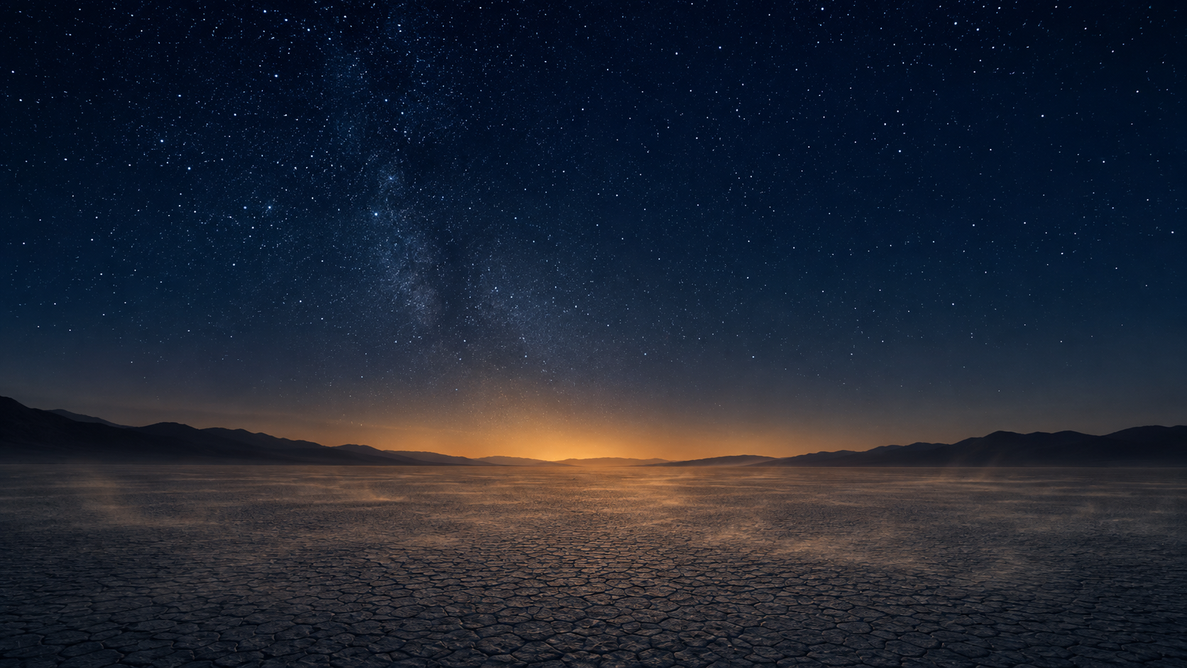 The empty Black Rock Desert playa at dusk before the city is built